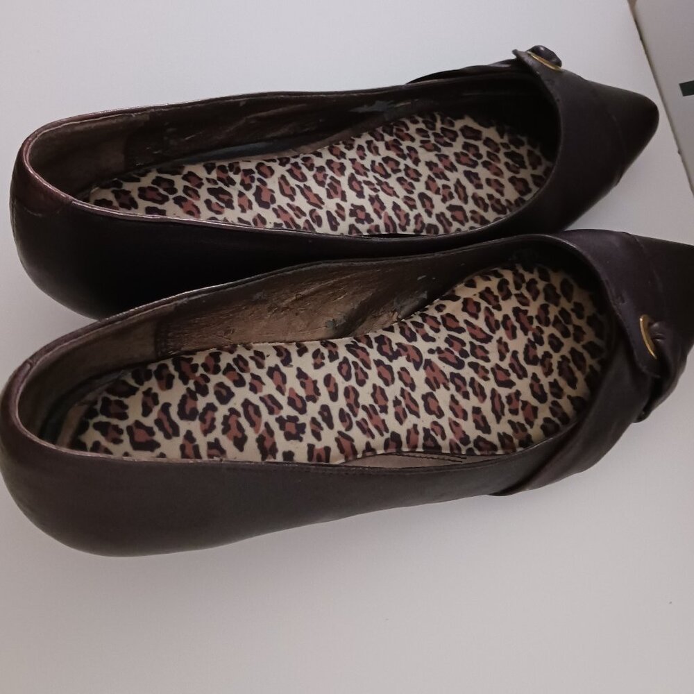 ALDO Rochlin-22 Low Wedge Heel Leather Dress Formal Shoes Brown Size 7/38 B - Picture 7 of 15